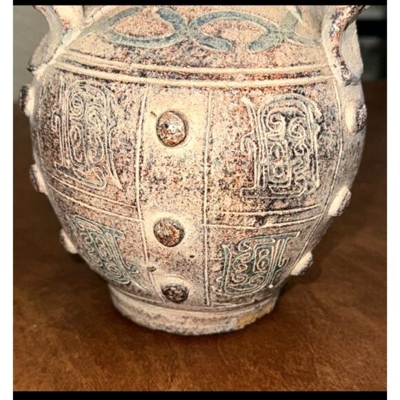 Antique-Style Ceramic Vase With Handles & Distressed Finish - Picture 7 of 10